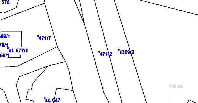 Parcela st. 471/2 v KÚ Vranov nad Dyjí, Katastrální mapa