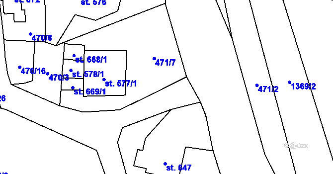 Parcela st. 471/4 v KÚ Vranov nad Dyjí, Katastrální mapa