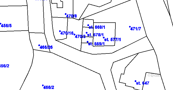 Parcela st. 471/13 v KÚ Vranov nad Dyjí, Katastrální mapa