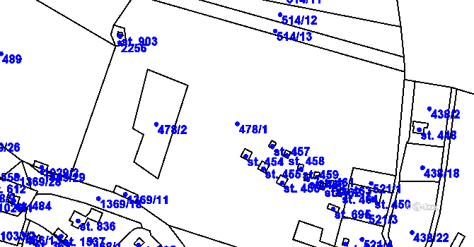 Parcela st. 478/1 v KÚ Vranov nad Dyjí, Katastrální mapa