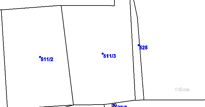 Parcela st. 511/3 v KÚ Vranov nad Dyjí, Katastrální mapa