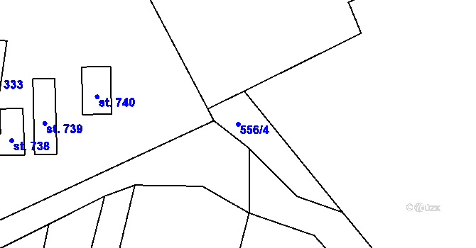 Parcela st. 556/4 v KÚ Vranov nad Dyjí, Katastrální mapa