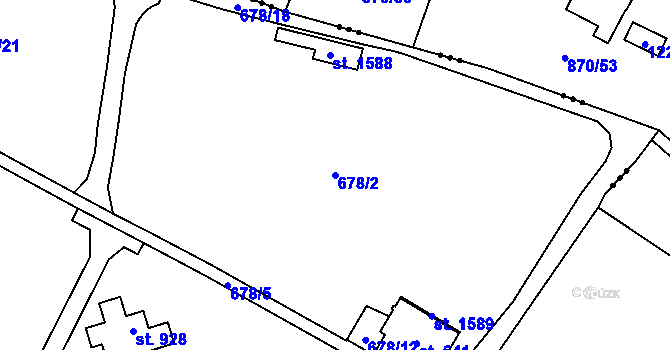 Parcela st. 678/2 v KÚ Vranov nad Dyjí, Katastrální mapa
