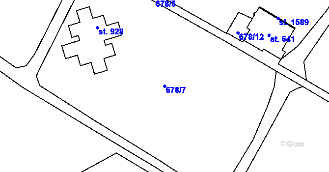 Parcela st. 678/7 v KÚ Vranov nad Dyjí, Katastrální mapa