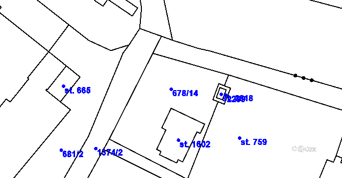 Parcela st. 678/14 v KÚ Vranov nad Dyjí, Katastrální mapa