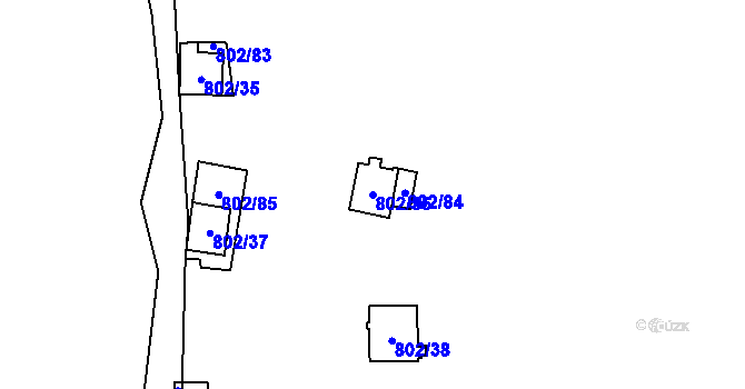 Parcela st. 802/36 v KÚ Vranov nad Dyjí, Katastrální mapa