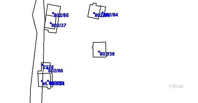 Parcela st. 802/38 v KÚ Vranov nad Dyjí, Katastrální mapa