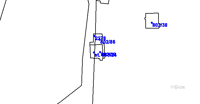 Parcela st. 802/39 v KÚ Vranov nad Dyjí, Katastrální mapa