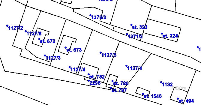 Parcela st. 1127/5 v KÚ Vranov nad Dyjí, Katastrální mapa