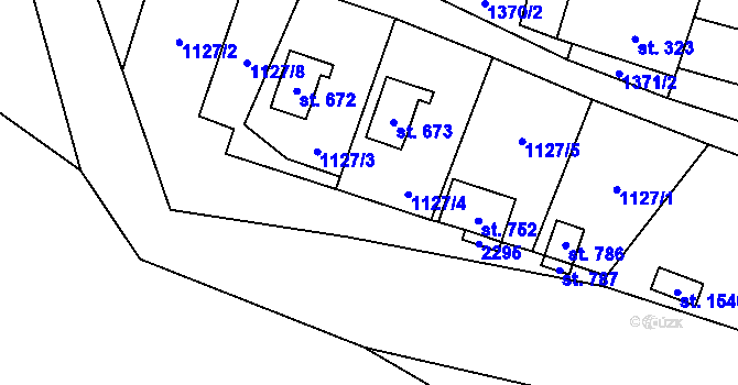 Parcela st. 1127/9 v KÚ Vranov nad Dyjí, Katastrální mapa