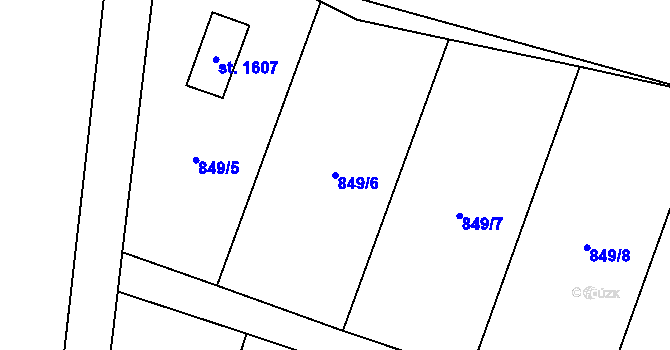 Parcela st. 849/6 v KÚ Vranov nad Dyjí, Katastrální mapa