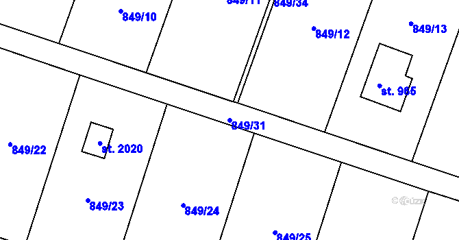 Parcela st. 849/31 v KÚ Vranov nad Dyjí, Katastrální mapa