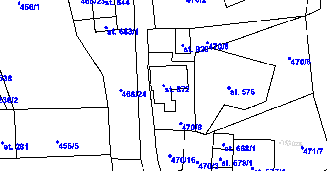 Parcela st. 872 v KÚ Vranov nad Dyjí, Katastrální mapa