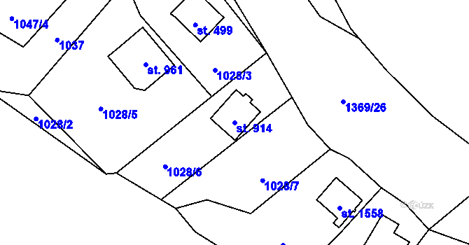 Parcela st. 914 v KÚ Vranov nad Dyjí, Katastrální mapa