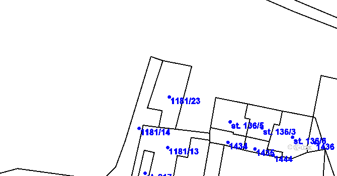 Parcela st. 1181/12 v KÚ Vranov nad Dyjí, Katastrální mapa