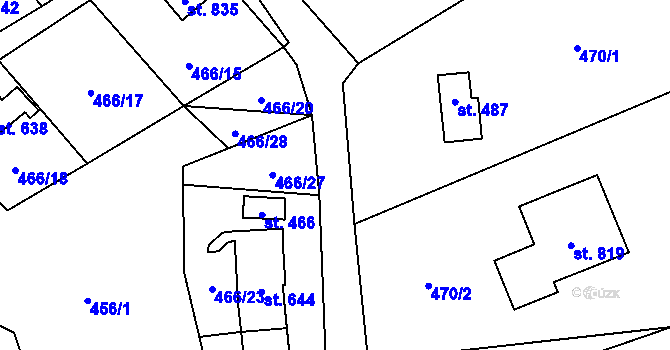 Parcela st. 462/3 v KÚ Vranov nad Dyjí, Katastrální mapa