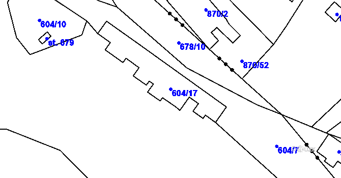 Parcela st. 604/17 v KÚ Vranov nad Dyjí, Katastrální mapa