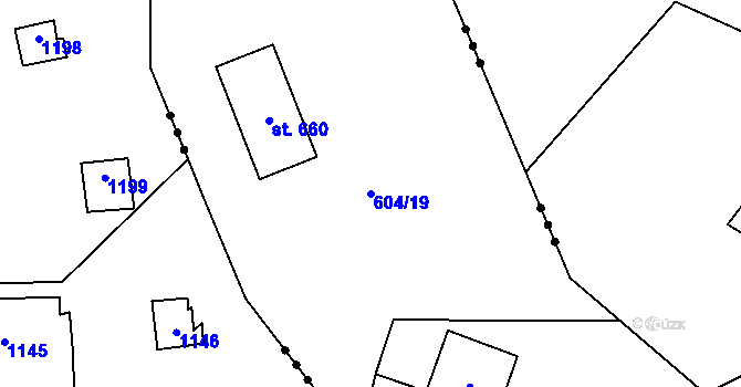 Parcela st. 604/19 v KÚ Vranov nad Dyjí, Katastrální mapa