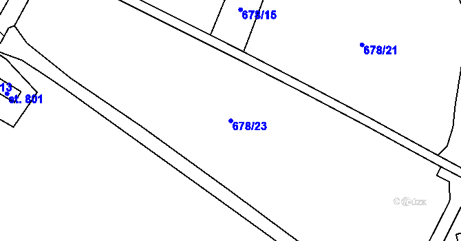 Parcela st. 678/23 v KÚ Vranov nad Dyjí, Katastrální mapa