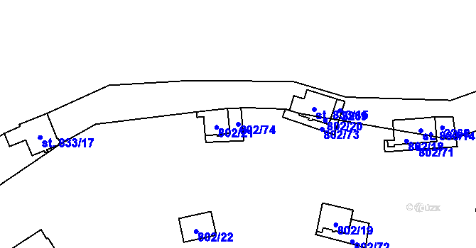 Parcela st. 802/74 v KÚ Vranov nad Dyjí, Katastrální mapa