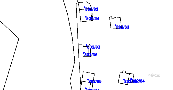 Parcela st. 802/83 v KÚ Vranov nad Dyjí, Katastrální mapa
