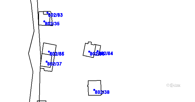 Parcela st. 802/84 v KÚ Vranov nad Dyjí, Katastrální mapa