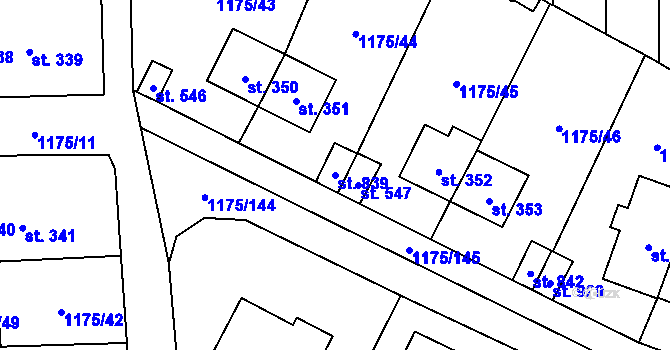 Parcela st. 839 v KÚ Vranov nad Dyjí, Katastrální mapa
