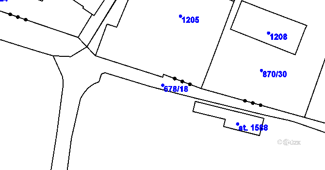 Parcela st. 678/18 v KÚ Vranov nad Dyjí, Katastrální mapa