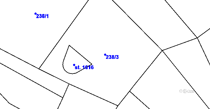 Parcela st. 238/3 v KÚ Vranov nad Dyjí, Katastrální mapa