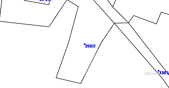 Parcela st. 208/2 v KÚ Vranov nad Dyjí, Katastrální mapa