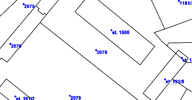 Parcela st. 2078 v KÚ Vranov nad Dyjí, Katastrální mapa