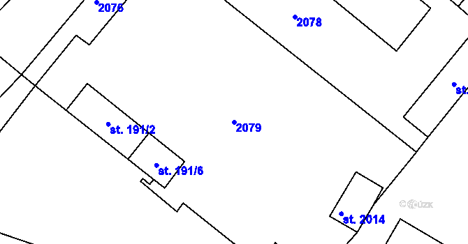 Parcela st. 2079 v KÚ Vranov nad Dyjí, Katastrální mapa