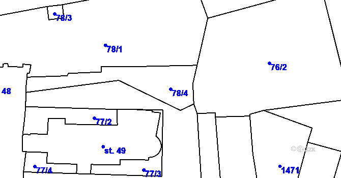 Parcela st. 78/4 v KÚ Vranov nad Dyjí, Katastrální mapa