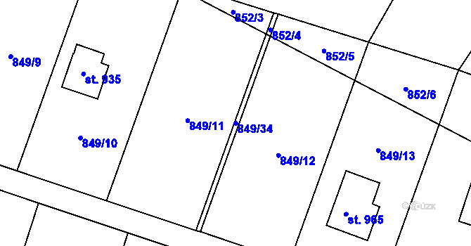 Parcela st. 849/34 v KÚ Vranov nad Dyjí, Katastrální mapa