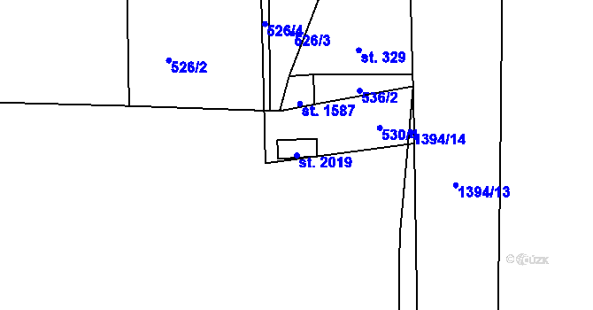 Parcela st. 2019 v KÚ Vranov nad Dyjí, Katastrální mapa