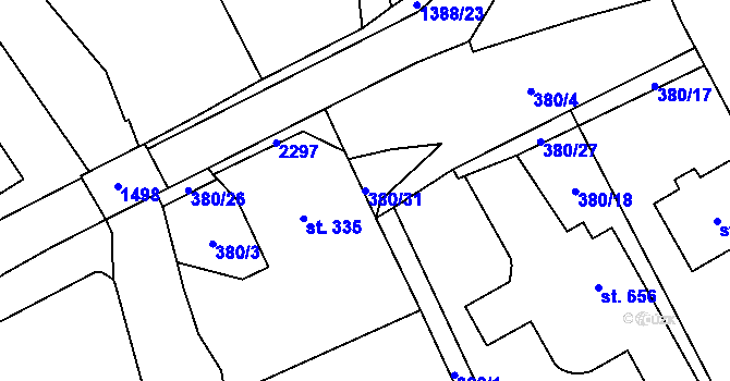 Parcela st. 380/31 v KÚ Vranov nad Dyjí, Katastrální mapa