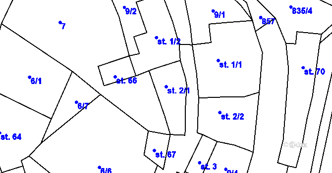 Parcela st. 2/1 v KÚ Vranová u Letovic, Katastrální mapa