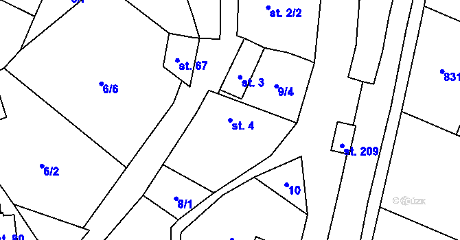 Parcela st. 4 v KÚ Vranová u Letovic, Katastrální mapa