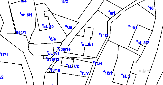 Parcela st. 8/1 v KÚ Vranová u Letovic, Katastrální mapa