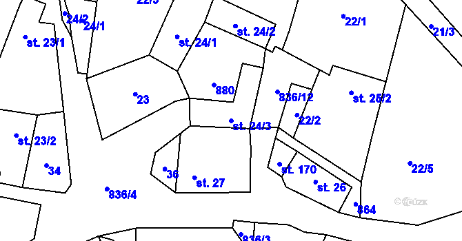 Parcela st. 24/3 v KÚ Vranová u Letovic, Katastrální mapa