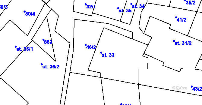Parcela st. 33 v KÚ Vranová u Letovic, Katastrální mapa