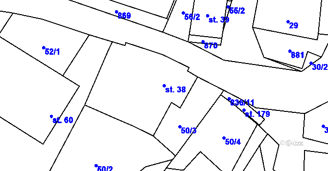 Parcela st. 38 v KÚ Vranová u Letovic, Katastrální mapa