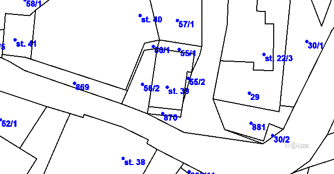 Parcela st. 39 v KÚ Vranová u Letovic, Katastrální mapa