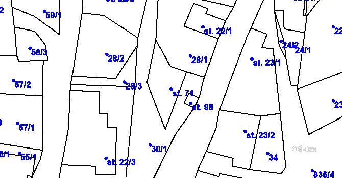 Parcela st. 71 v KÚ Vranová u Letovic, Katastrální mapa