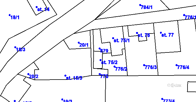 Parcela st. 75/3 v KÚ Vranová u Letovic, Katastrální mapa