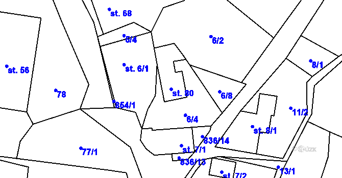 Parcela st. 80 v KÚ Vranová u Letovic, Katastrální mapa