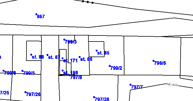 Parcela st. 85 v KÚ Vranová u Letovic, Katastrální mapa