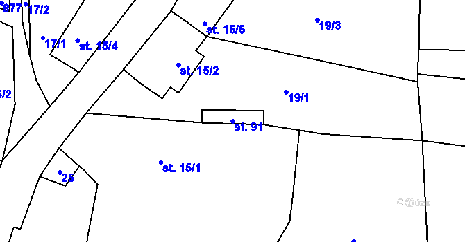 Parcela st. 91 v KÚ Vranová u Letovic, Katastrální mapa