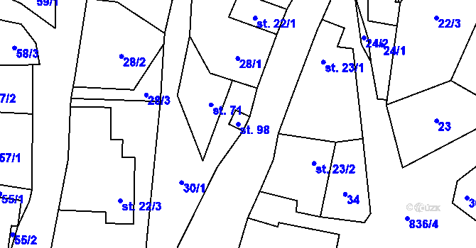 Parcela st. 98 v KÚ Vranová u Letovic, Katastrální mapa