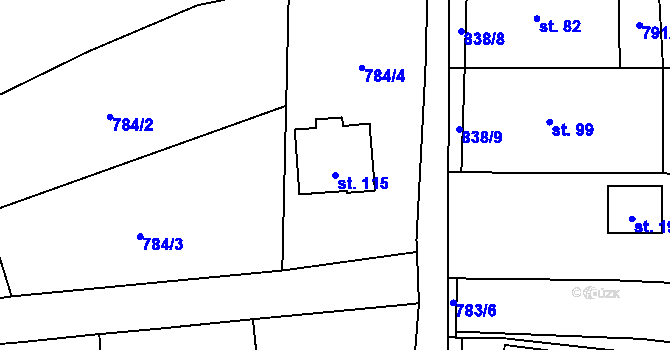 Parcela st. 115 v KÚ Vranová u Letovic, Katastrální mapa